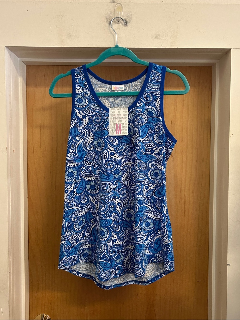 NWT! LuLaRoe Blue Paisley Tank Top - size M